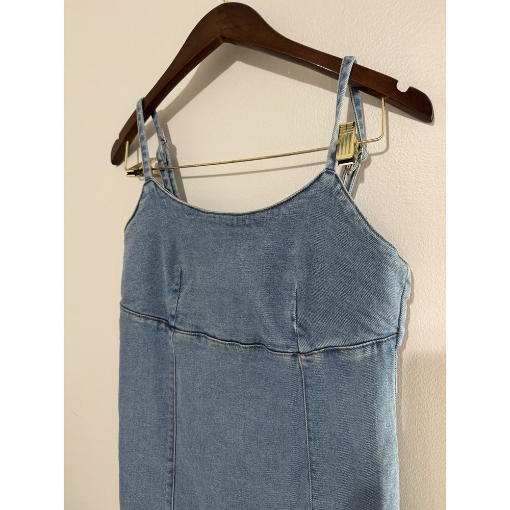 Lone Star Blue Denim Mini Dress Medium Wash Sleeveless Scoop Neck Size M - Picture 3 of 8